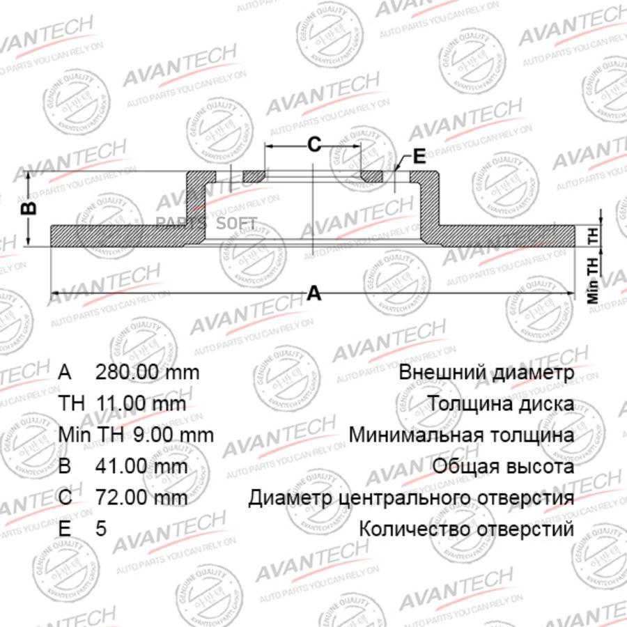 Тормозной диск AVANTECH BR0408S