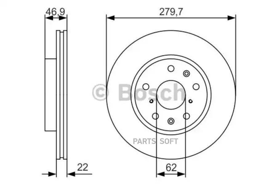 Тормозной диск Bosch комплект 1 шт. 0986479S58