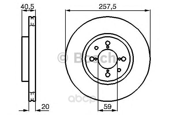 Тормозной диск Bosch передний для Alfa Romeo 145, 147 94-01/Fiat Doblo 2001- 0986478515