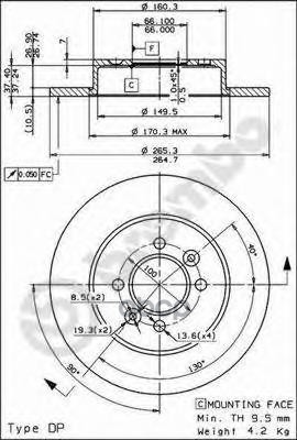 Тормозной диск brembo 0856456