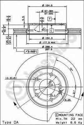 Тормозной диск brembo 09684511