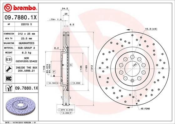 Тормозной диск brembo 09.7880.1X