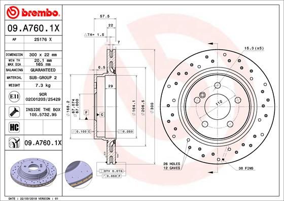 Тормозной диск brembo 09.A760.1X