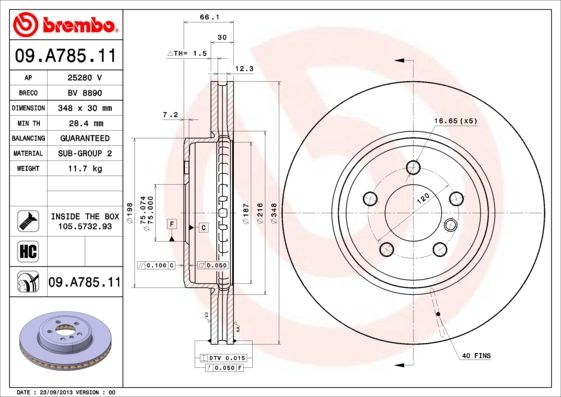 Тормозной диск brembo 09.A785.11