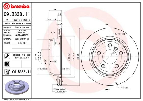 Тормозной диск brembo 09.B338.11