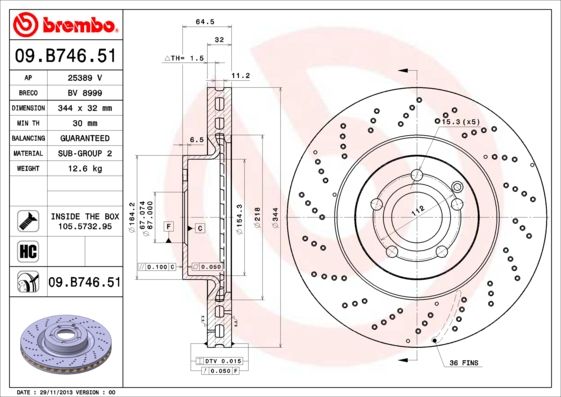 Тормозной Диск Brembo 09B74651