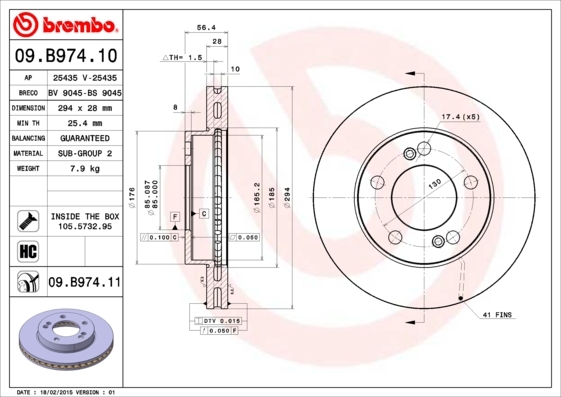 Тормозной диск brembo 09B97411