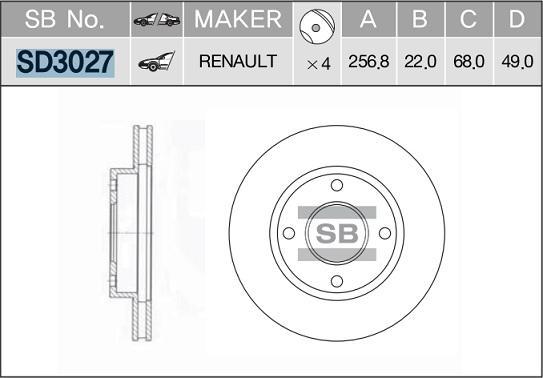 Тормозной диск Sangsin brake комплект SD3027