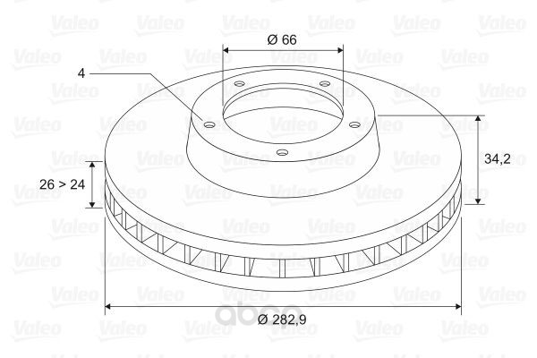 Тормозной диск Valeo для Citroen Berlingo, C4, C5/Peugeot 207, 307 2005297693