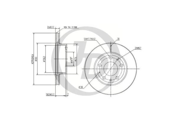 Тормозный колодки JUST DRIVE передний 300x24,1 мм 5 отверстий JBD0055