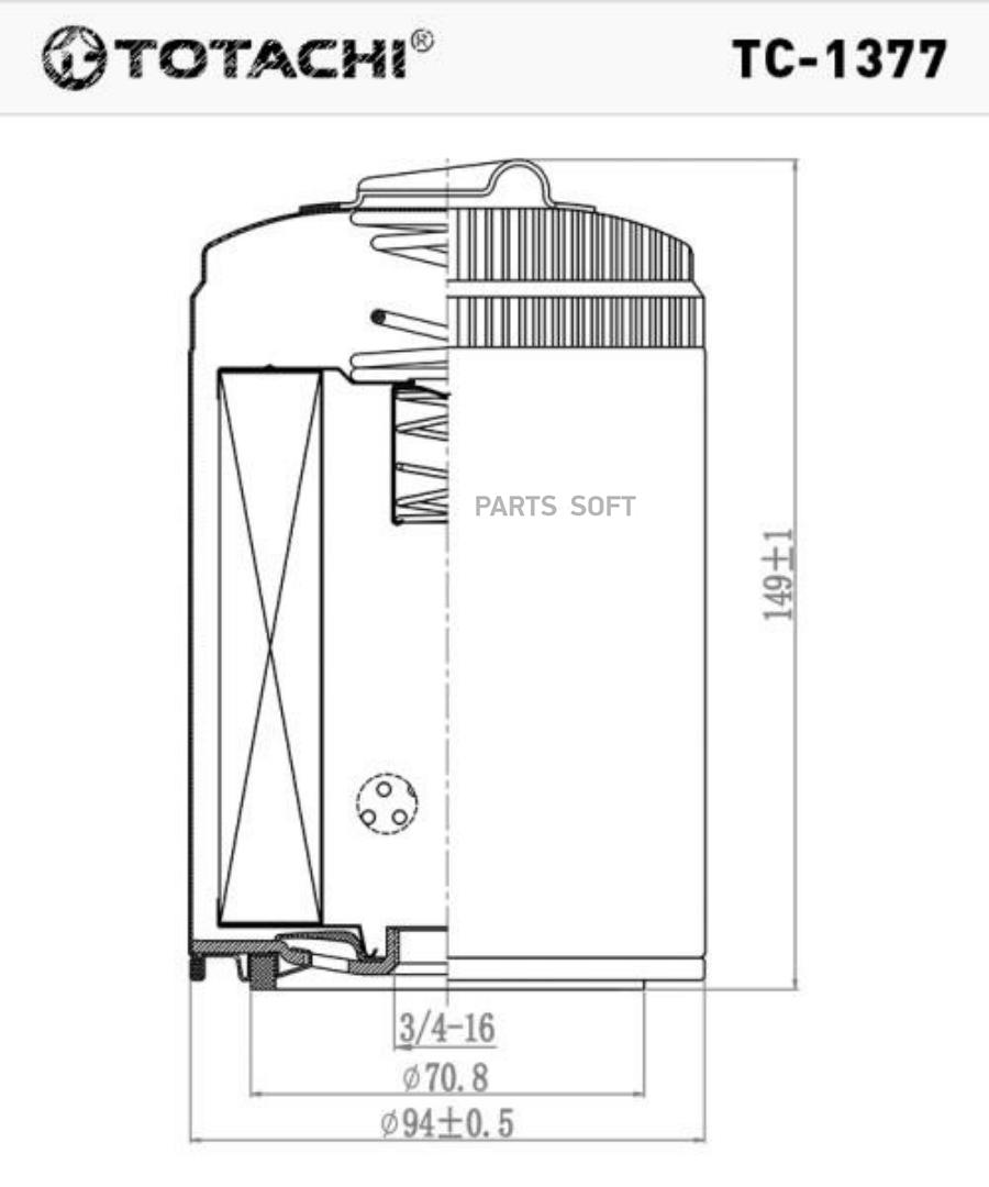 TOTACHI TC-1377 Фильтр масляный (накручивающийся элемент