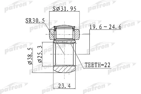 Трипод PATRON z22 d31.9mm для Alfa Romeo 145, 146/Fiat Brava, Marea Mmultipla Punto PTD003