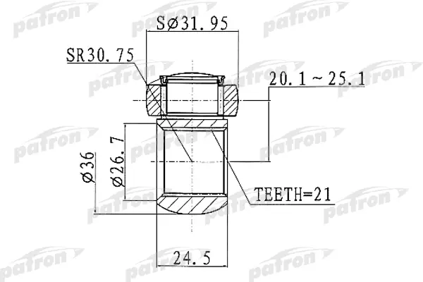 Трипод [Z:21, D:31.9mm] Fiat: Bravo 07>/Punto 99>/Doblo 00>, Lancia: Y 95> PATRON PTD