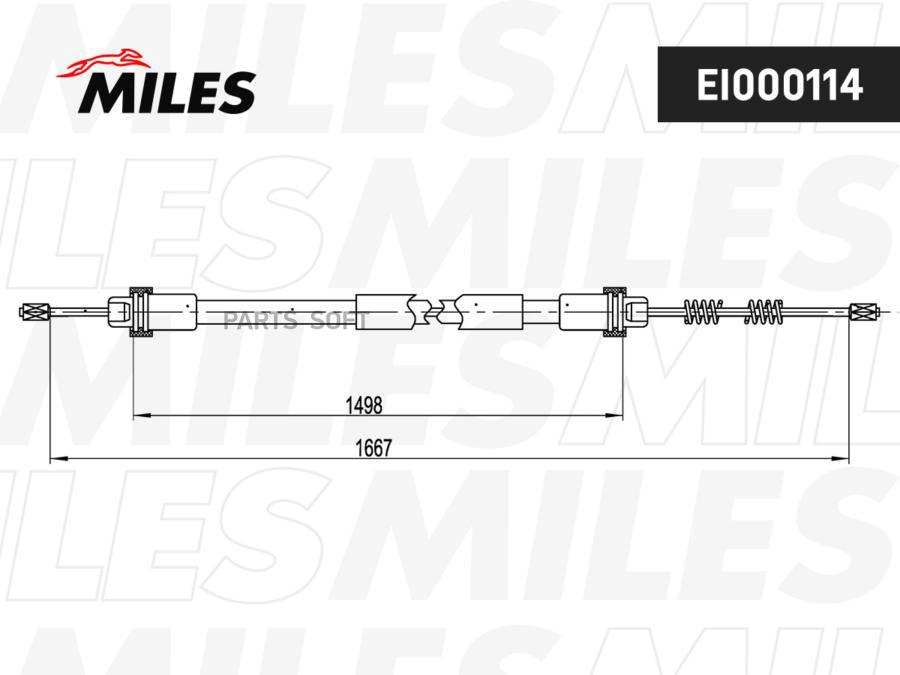 Трос Стояночного Тормоза Renault Logan C Гур (1667mm) Miles арт. EI000114