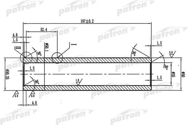 Вал торсиона PEUGEOT 405, L197мм, внутр D35мм PATRON PTB3011