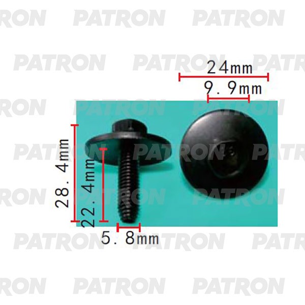 Винт Металлический Gm Болт T1=10.0, T2=24.0, F=5.8, L=22.0 PATRON P372193