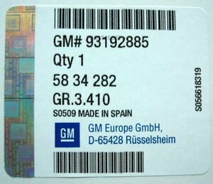 Воздушный фильтр General Motors 93192885
