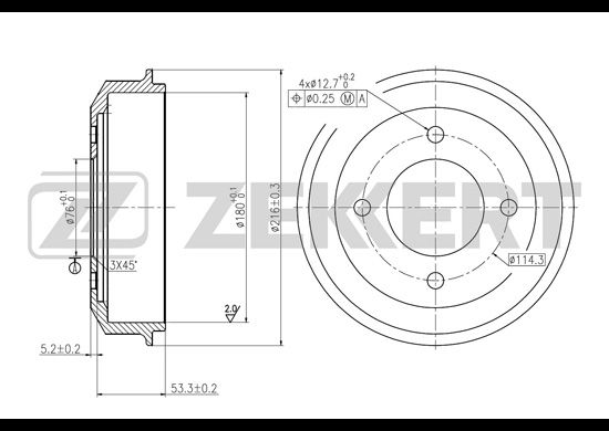 ZEKKERT BS5421 Барабан тормозной Hyundai Accent (ТагАЗ) 180 x 45 Zekkert